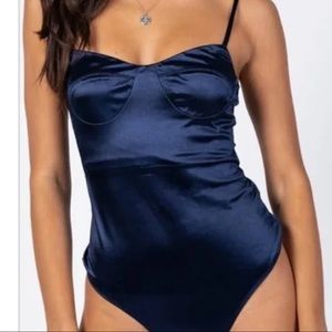 Princess Polly Navy blue Satin body suit